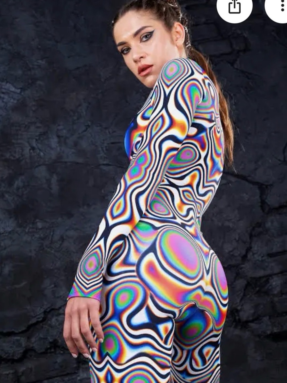 Long-Sleeve Prisma Melt Psychedelic Jumpsuit
